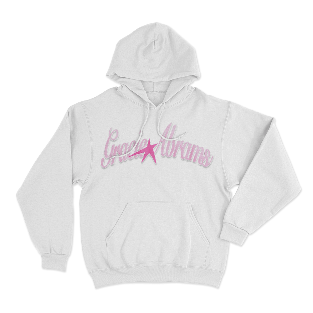 Gracie Abrams Pink Star Unisex Hoodie White Gracie Abrams Pink Star Unisex Hoodie White