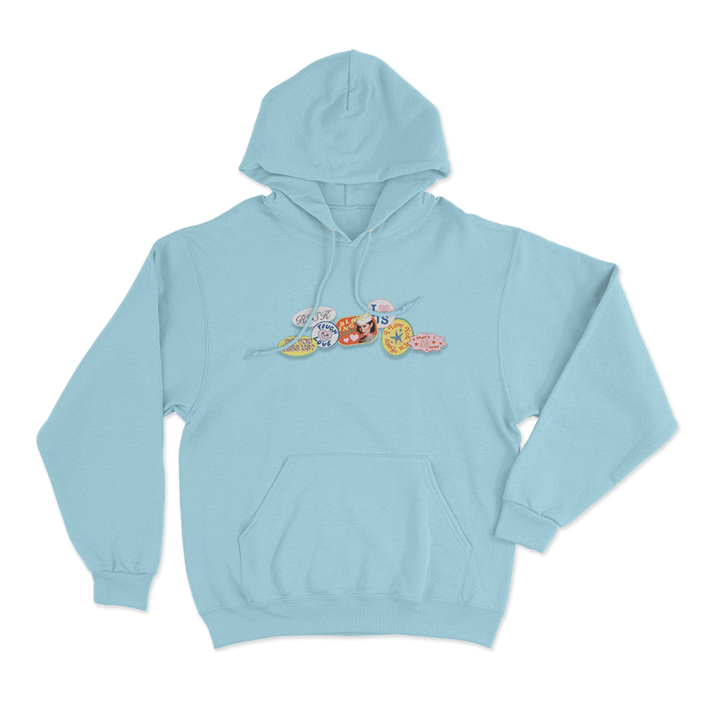 The Secret Of Us Sticker Design Unisex Hoodie Sky Blue The Secret Of Us Sticker Design Unisex Hoodie Sky Blue