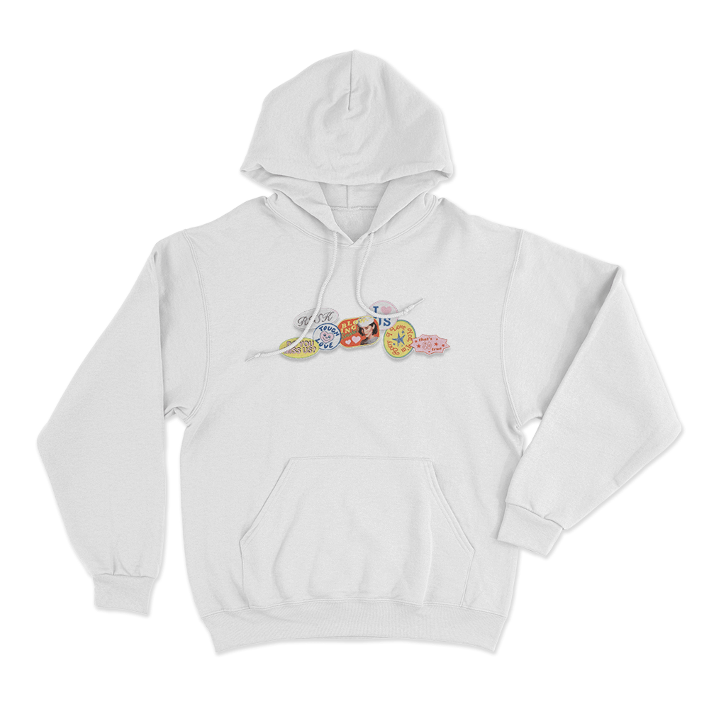 The Secret Of Us Sticker Design Unisex Hoodie White The Secret Of Us Sticker Design Unisex Hoodie White